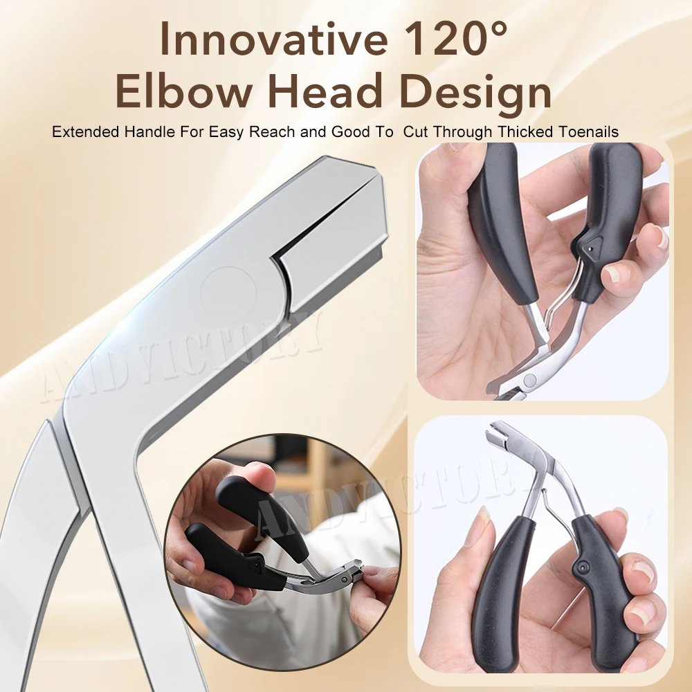 1Pcs Angled Head Toenail Clippers with Catcher Professional Ingrown Toe Nail Cutters for Thick Nails Clippers  Pedicure Tools
