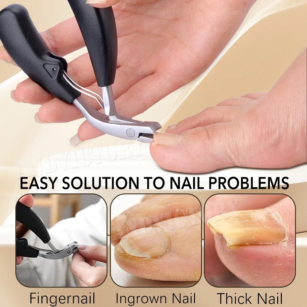 1Pcs Angled Head Toenail Clippers with Catcher Professional Ingrown Toe Nail Cutters for Thick Nails Clippers  Pedicure Tools
