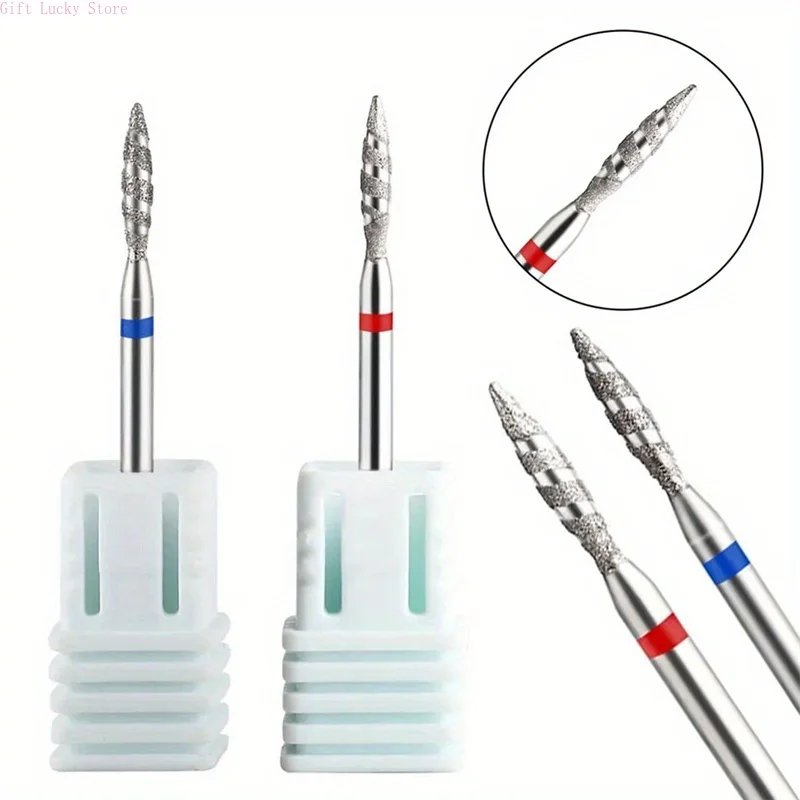 1/2Pcs/Box Tornado Flame Diamond Nail Drill Bit Milling Cutters Pedicure Diamond Burrs for Electric Polisher Accessories Tools 1/2Pcs/Box Tornado Flame Diamond Nail Drill Bit Milling Cutters Pedicure Diamond Burrs for Electric Polisher Accessories Tools