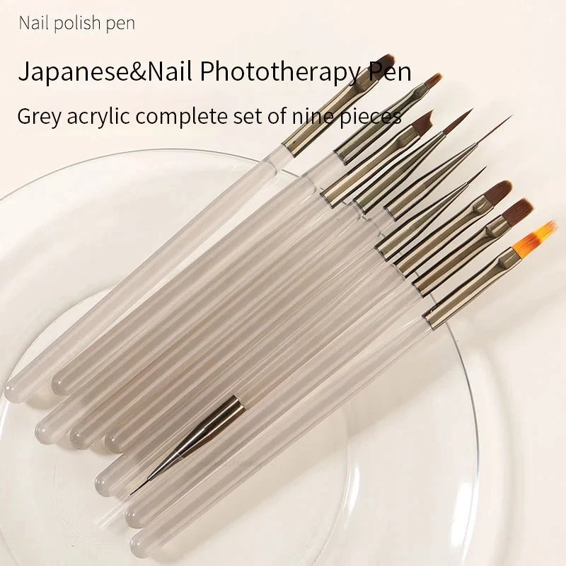 9PCS UV Gel Nail Brush Liner DIY Painting Pen Manicure Acrylic Drawing Brush for Nail Art Design Nails Tip Display Painting Tool