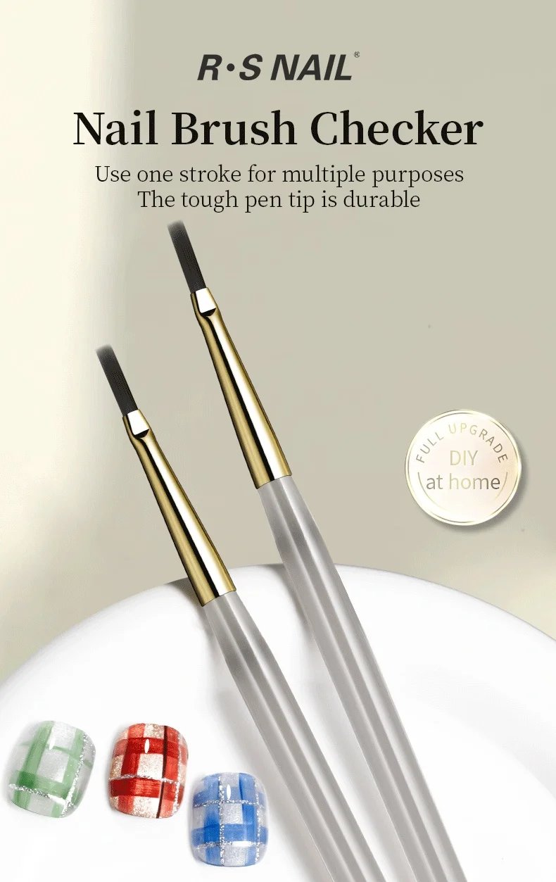 RSNAIL Nail Art Brush Checker Nail Drawing Painting Line Brush Nail Art Tool Acrylic Painting Brushes DIY Design Manicure Tools