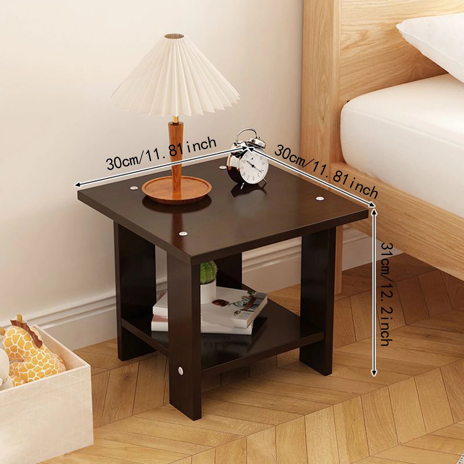 Simple Bedside Table Wooden Double Layers Solid Wood Nightstands Night Table For Table Sofa Side Table Home Furniture - Image 5