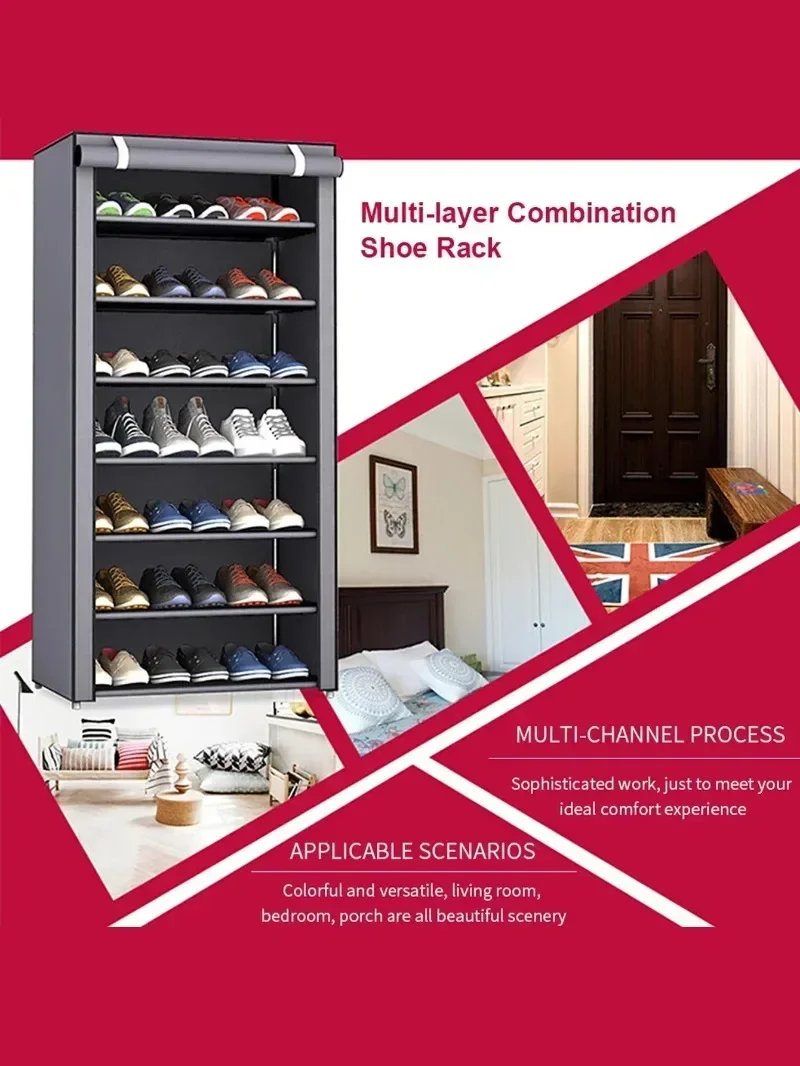 Household corridor storage cabinet shoe rack fabric dustproof shoe cabinet economical multi-layer furniture minimalist furniture