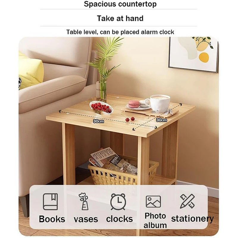Simple Bedside table Solid Wood Nightstands Double-Layer Night table Living Room Sofa Side Table Modern Home Bedroom furniture - Image 3