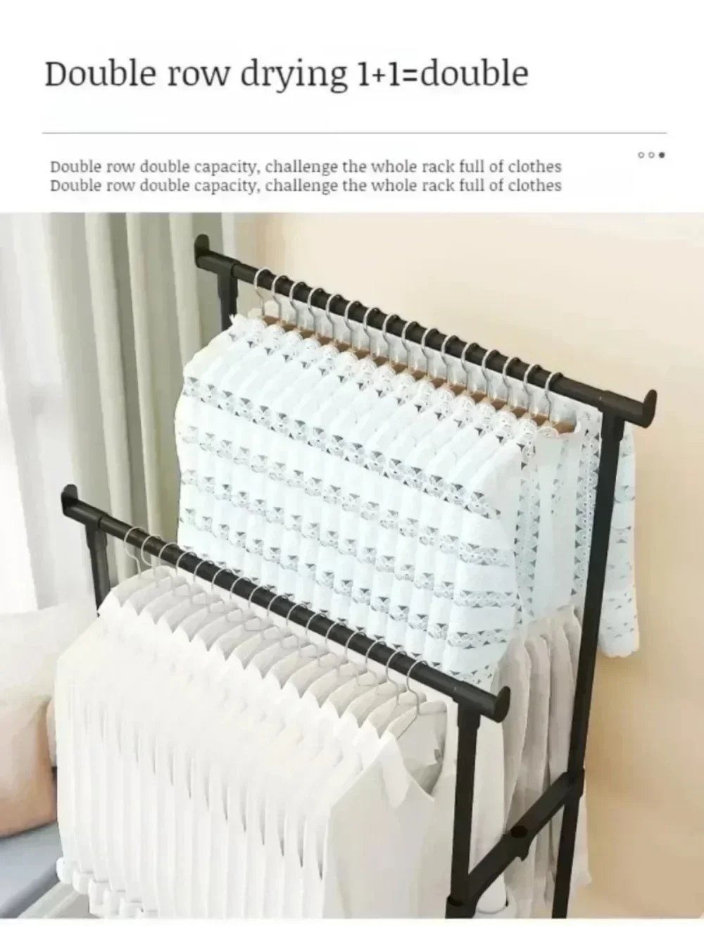 Clothes Hanger Movable and Extendable Floor Standing Wheels Bedroom Extendable Storage Household Items Living Room Furniture
