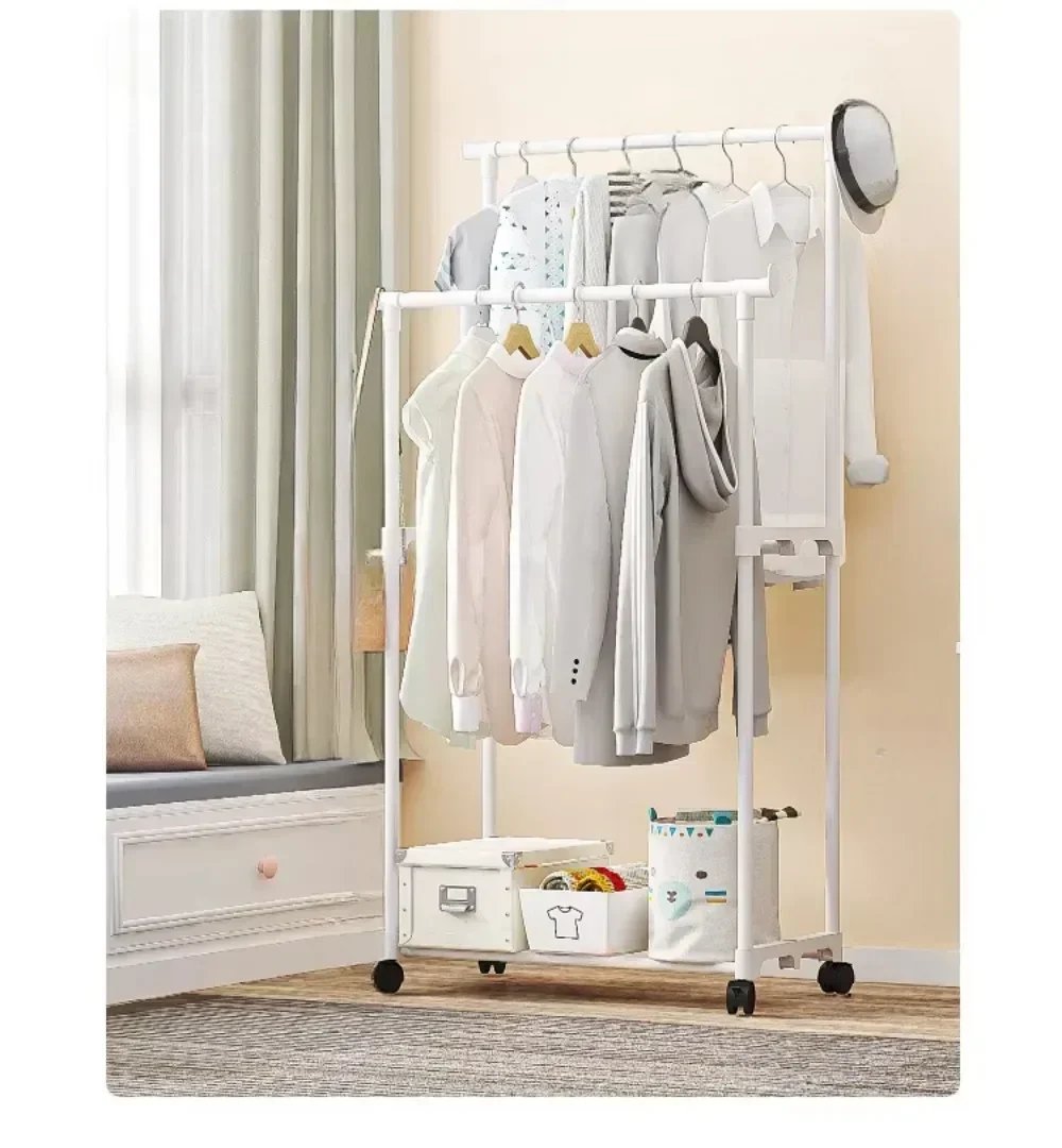 Clothes Hanger Movable and Extendable Floor Standing Wheels Bedroom Extendable Storage Household Items Living Room Furniture