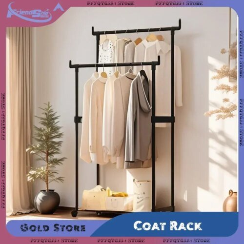 Clothes Hanger Movable and Extendable Floor Standing Wheels Bedroom Extendable Storage Household Items Living Room Furniture