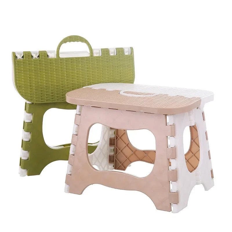 Lightweight portable thickened plastic folding stool - great for kids, great train stool, and space-saving furniture