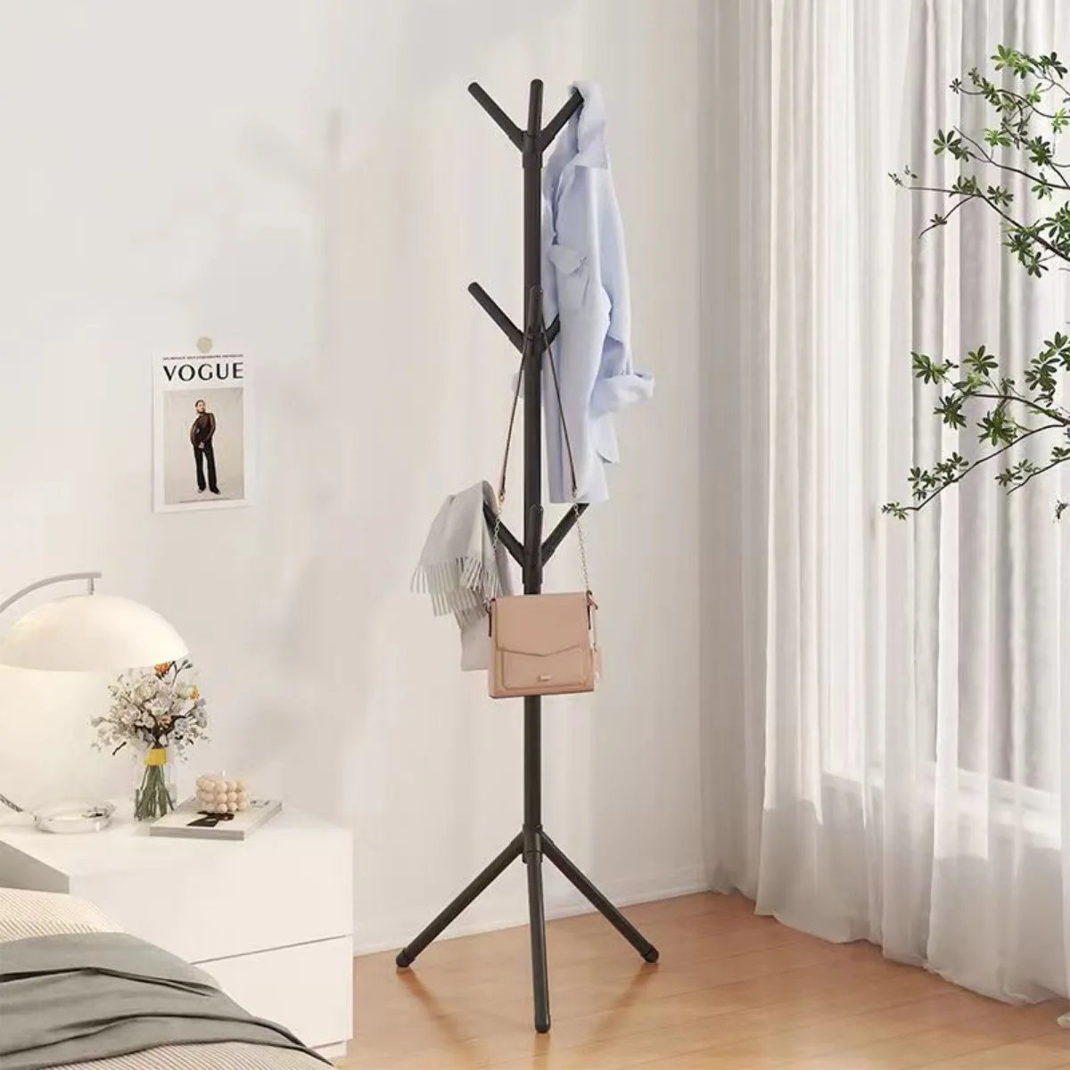 Clothes and Hats Rack Floor To Floor Bedroom Coat Hook Bedroom Vertical Tree Branch Shape Holder Hat Scarf Handbag Storage Hange - Image 3