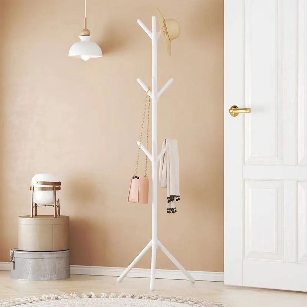 Clothes and Hats Rack Floor To Floor Bedroom Coat Hook Bedroom Vertical Tree Branch Shape Holder Hat Scarf Handbag Storage Hange - Image 4