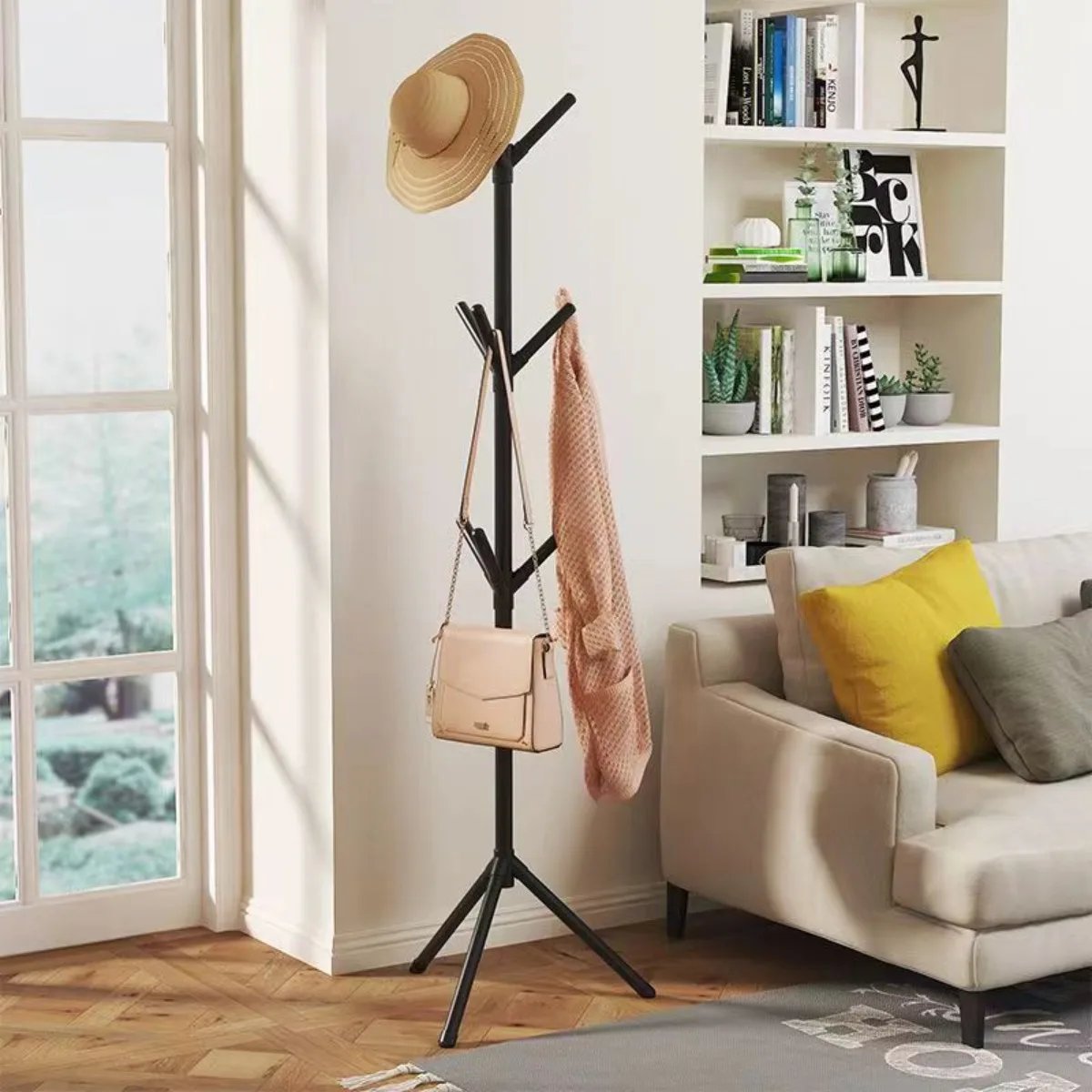 Clothes and Hats Rack Floor To Floor Bedroom Coat Hook Bedroom Vertical Tree Branch Shape Holder Hat Scarf Handbag Storage Hange - Image 2