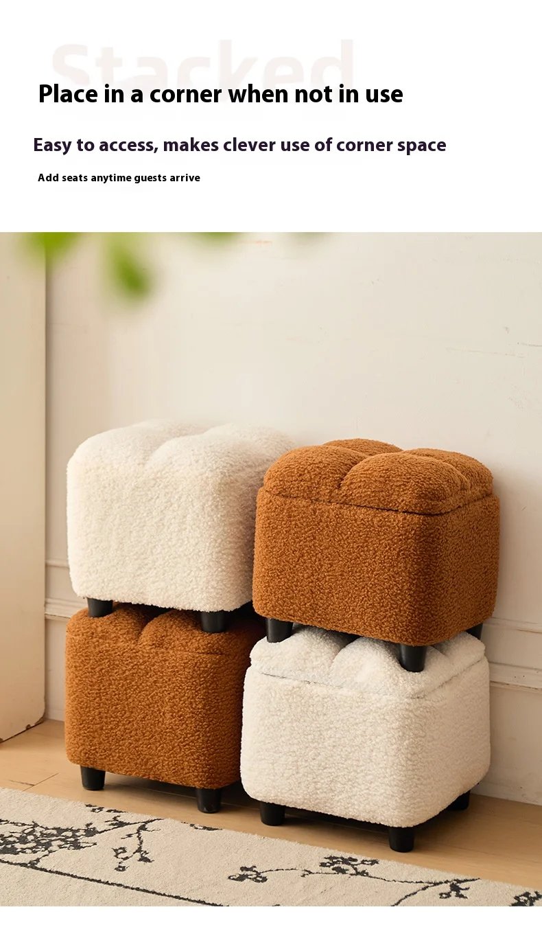 Creative Four Sided Soft Stool Storage Stool with Storage Capacity Bedroom Vanity Chair Super Soft Footstep Stool Home Furniture