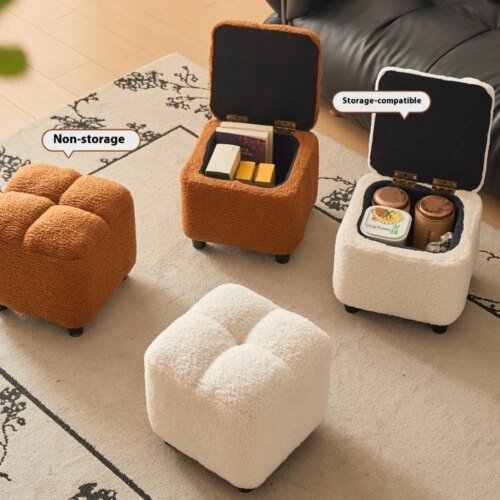 Creative Four Sided Soft Stool Storage Stool with Storage Capacity Bedroom Vanity Chair Super Soft Footstep Stool Home Furniture