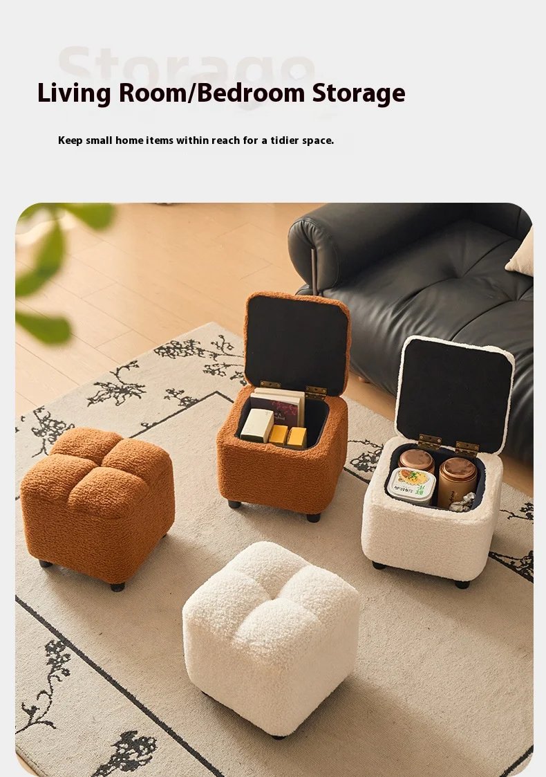 Creative Four Sided Soft Stool Storage Stool with Storage Capacity Bedroom Vanity Chair Super Soft Footstep Stool Home Furniture
