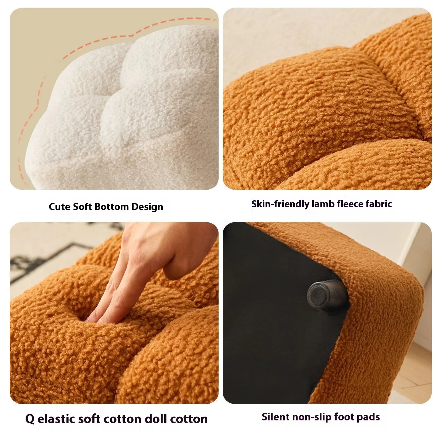 Creative Four Sided Soft Stool Storage Stool with Storage Capacity Bedroom Vanity Chair Super Soft Footstep Stool Home Furniture