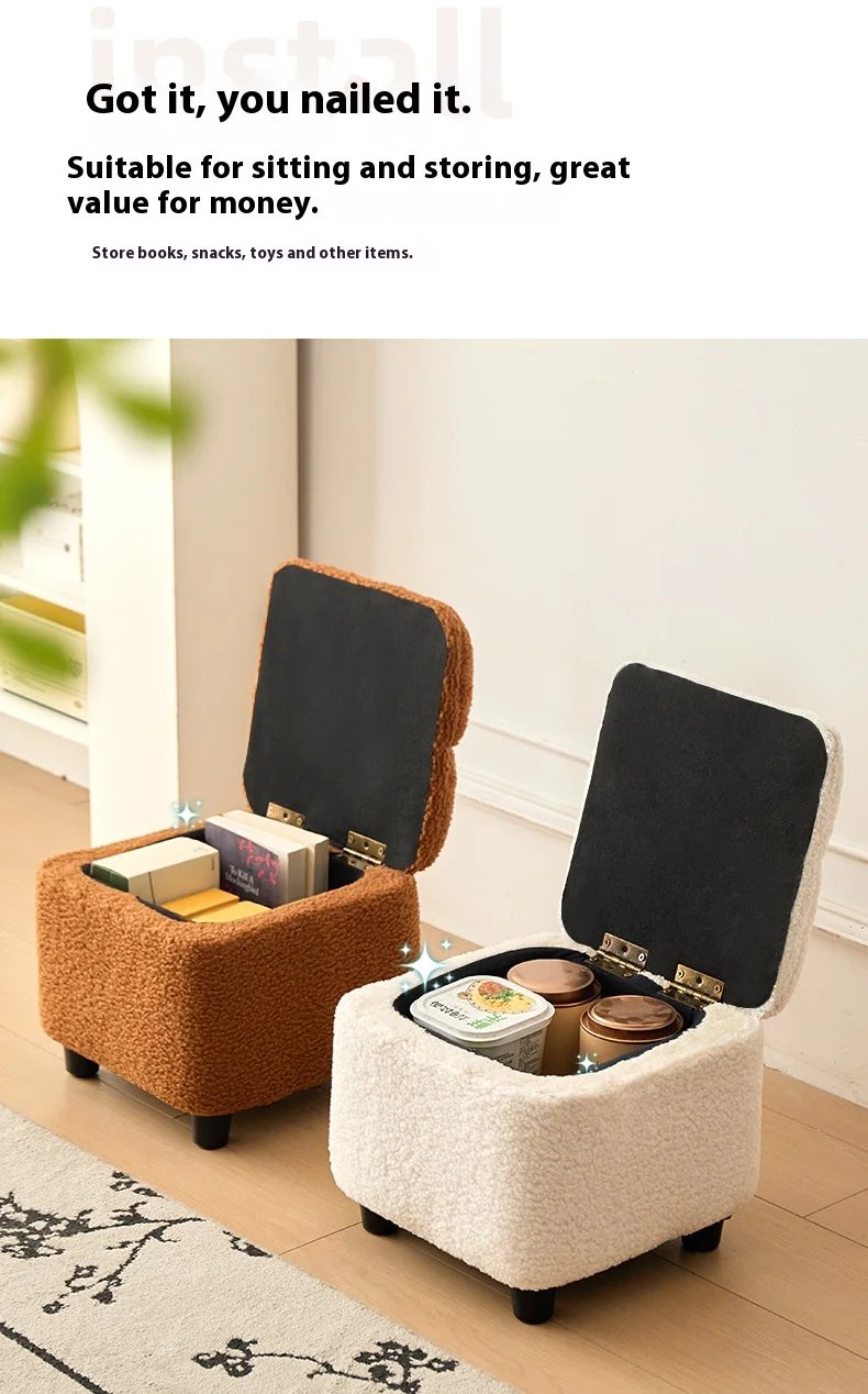 Creative Four Sided Soft Stool Storage Stool with Storage Capacity Bedroom Vanity Chair Super Soft Footstep Stool Home Furniture