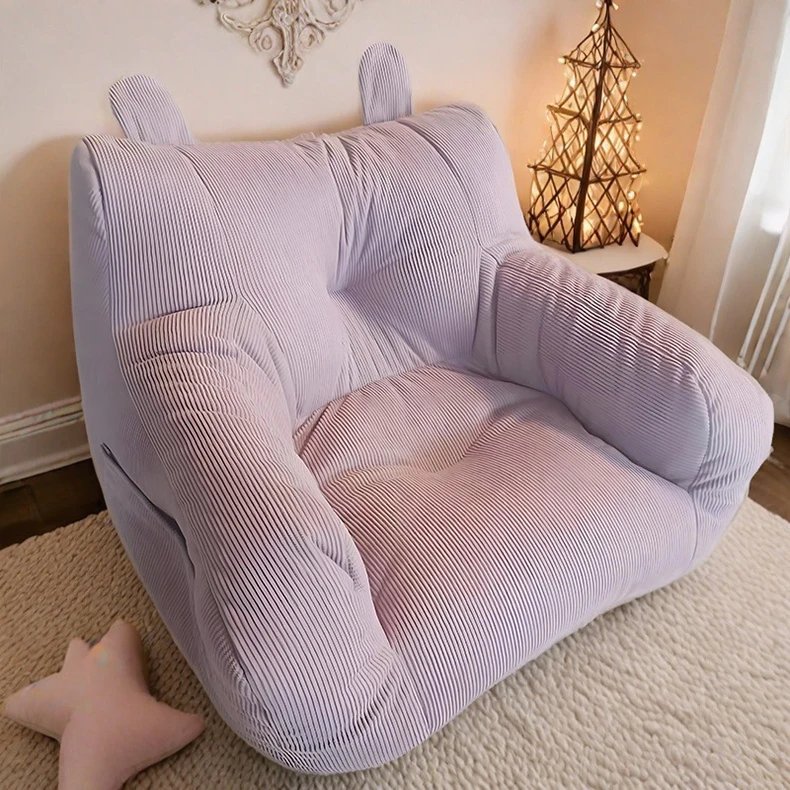 Single Fabric Bean Bag Sofa with Cotton Filler for Living Room 1 Person Cozy Chair Pouf Puff Couch Tatami Furniture