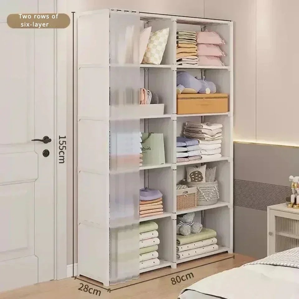 6/5 Layers Dustproof Wardrobe High Capacity Partition Bookshelf Bedroom Open Simple Assembly Storage Cabinet Bedroom Furniture 6/5 Layers Dustproof Wardrobe High Capacity Partition Bookshelf Bedroom Open Simple Assembly Storage Cabinet Bedroom Furniture