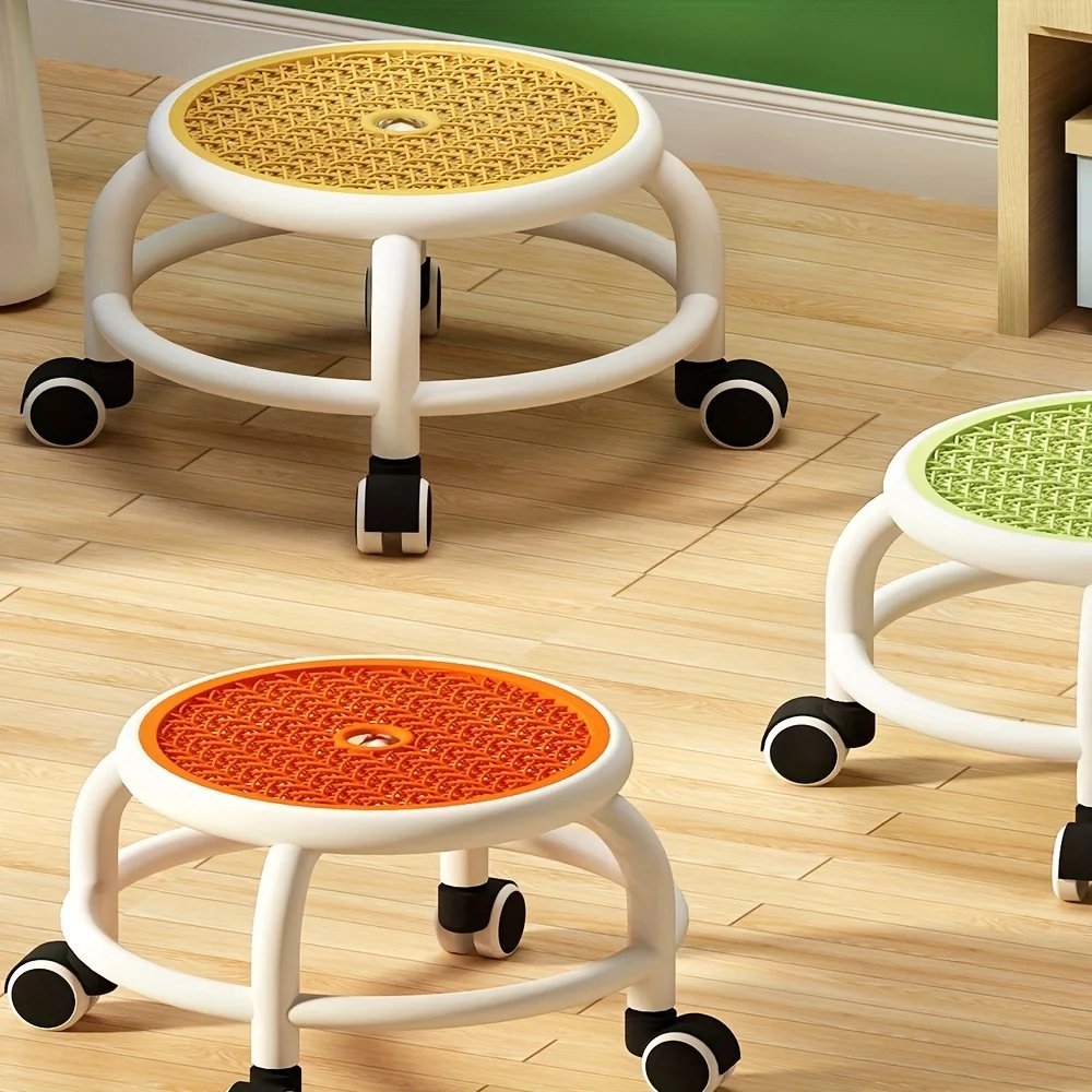 1 piece of circular stool, rotating and silent, circular rolling stool, household lazy stool with wheels, household furniture - Image 3