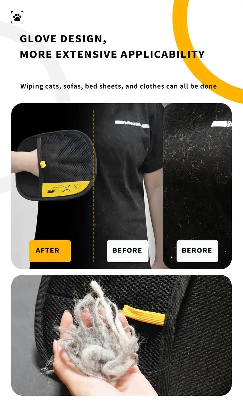 Animal hair glove Electrostatic gloves Two-way brush pet hair removal glove for cats dogs clothes furniture  electrostatic