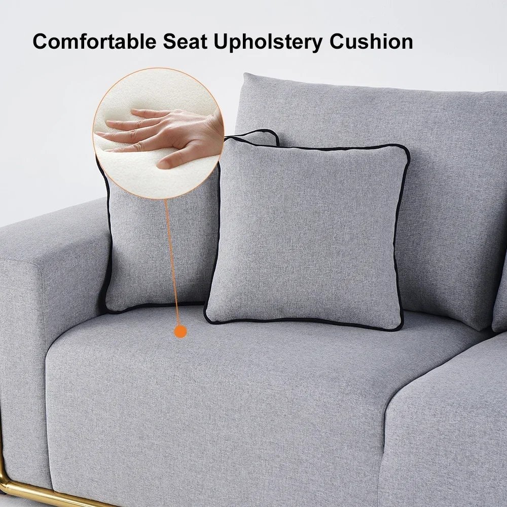 86" Linen Upholstered 3-Seater Sofa Couch for Living Room Apartment Lounge Modern 3 Seater Sofas Couches Chair home furniture - Image 3