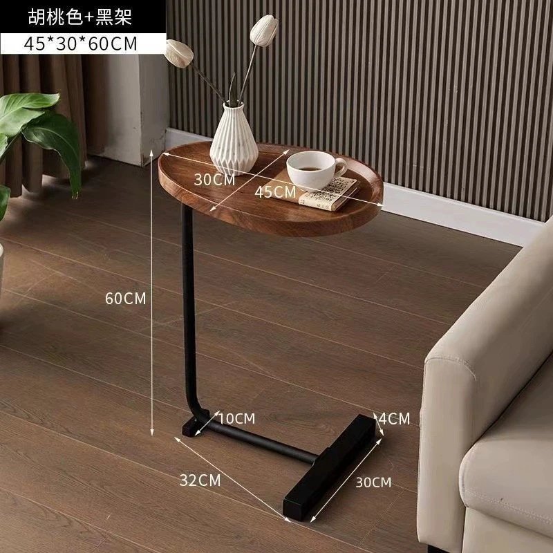 Simple oval portable coffee table, movable coffee table, living room sofa, small round table