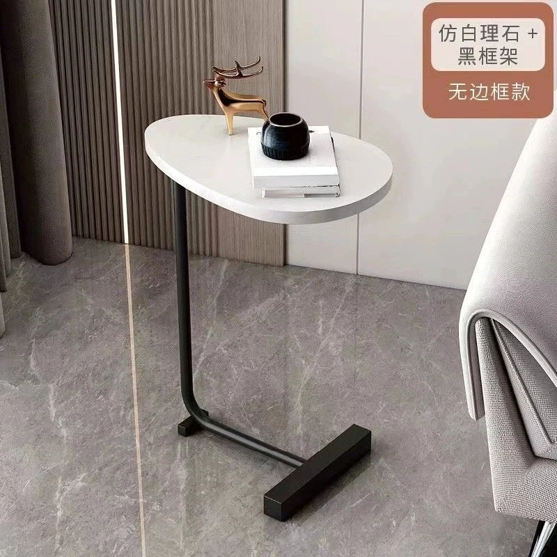 Simple oval portable coffee table, movable coffee table, living room sofa, small round table