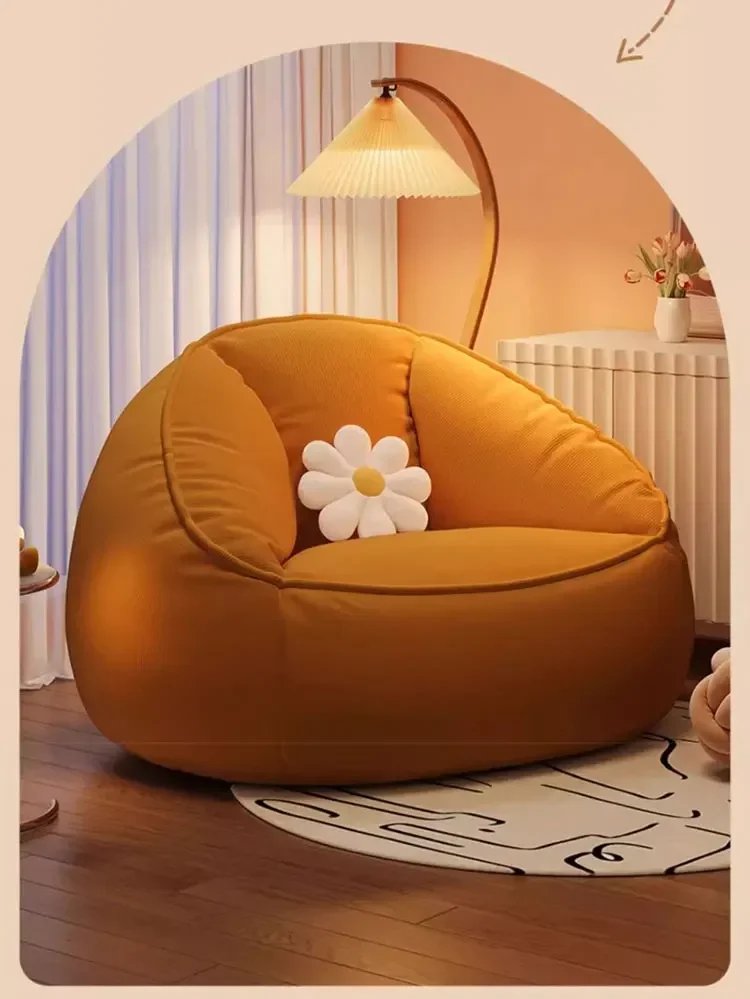 Single Lazy Bean Bag Sofa with Footrest Padding Included Comfortable Sofa Chair for Livingroom Balcony Home Furniture