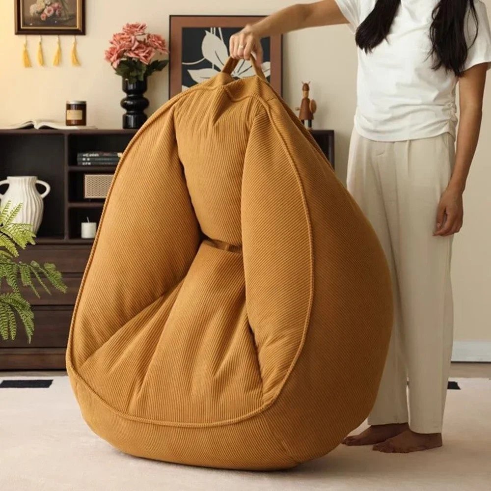 Single Lazy Bean Bag Sofa with Footrest Padding Included Comfortable Sofa Chair for Livingroom Balcony Home Furniture