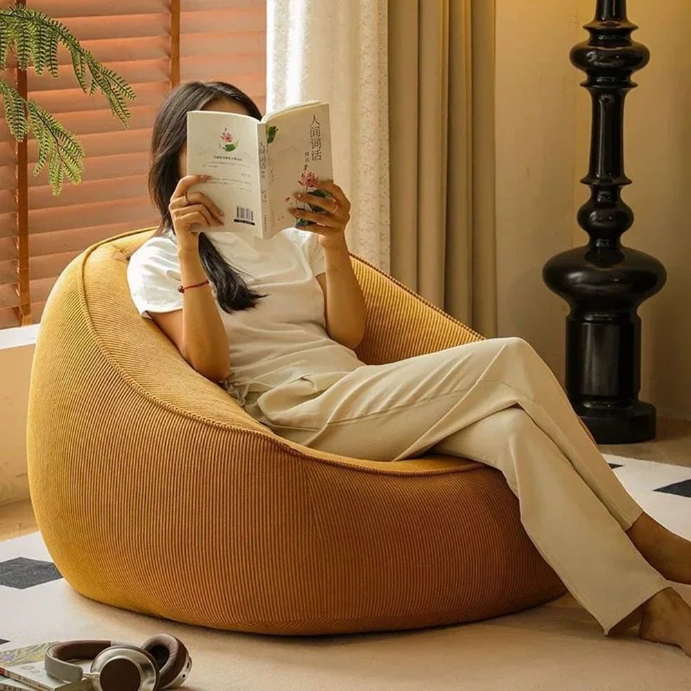 Single Lazy Bean Bag Sofa with Footrest Padding Included Comfortable Sofa Chair for Livingroom Balcony Home Furniture