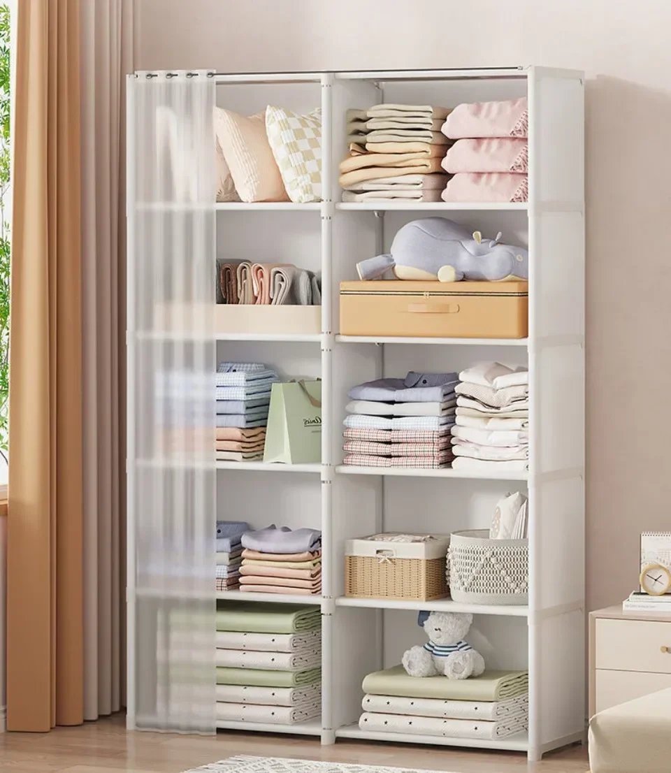 Dustproof Wardrobe Multipurpose Racks Reinforce Cloth Wardrobe Applicable To Household High Capacity Furniture Closet Cabinet