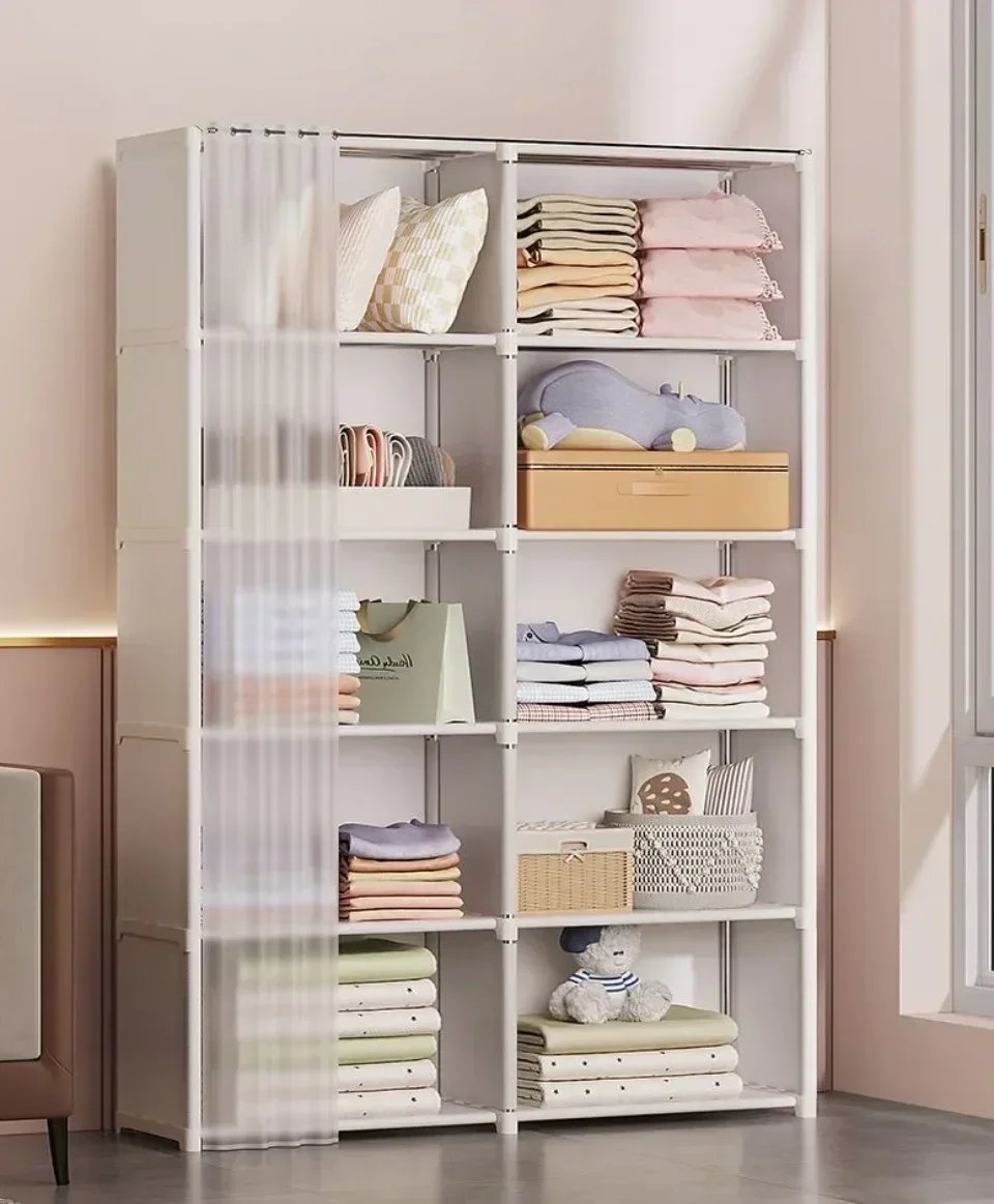 Dustproof Wardrobe Multipurpose Racks Reinforce Cloth Wardrobe Applicable To Household High Capacity Furniture Closet Cabinet