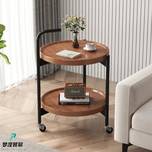 Simple coffee table, movable coffee table, living room sofa, small round table, storage rack
