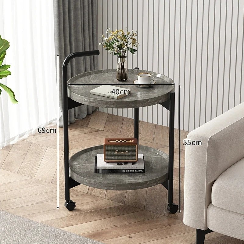 Simple coffee table, movable coffee table, living room sofa, small round table, storage rack