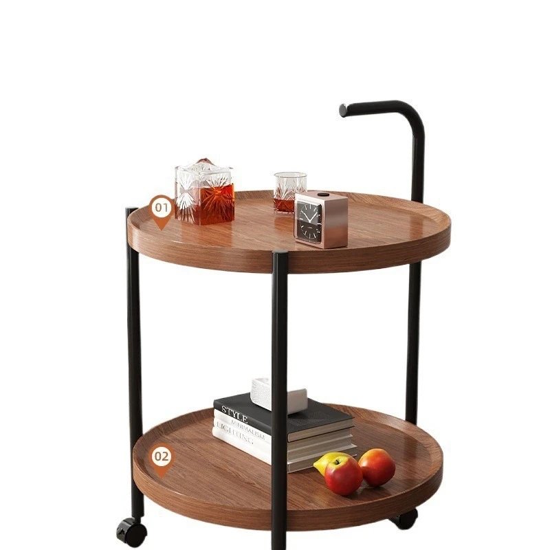 Simple coffee table, movable coffee table, living room sofa, small round table, storage rack