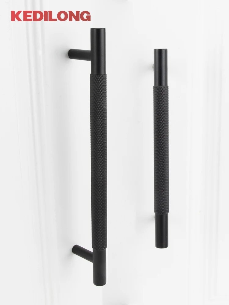 KEDLO European luxury Solid brass embossed gold 500mm long handle American retro antique drawer T-handle cabinet nickel handle