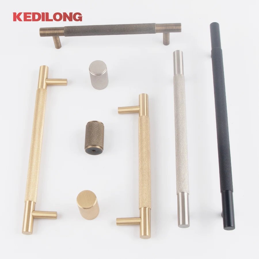 KEDLO European luxury Solid brass embossed gold 500mm long handle American retro antique drawer T-handle cabinet nickel handle