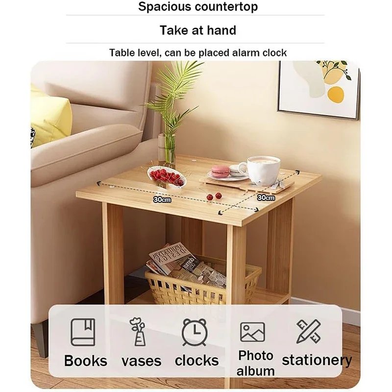 Simple Bedside table Solid Wood Nightstands Double-Layer Night table Living Room Sofa Side Table Modern Home Bedroom furniture - Image 3