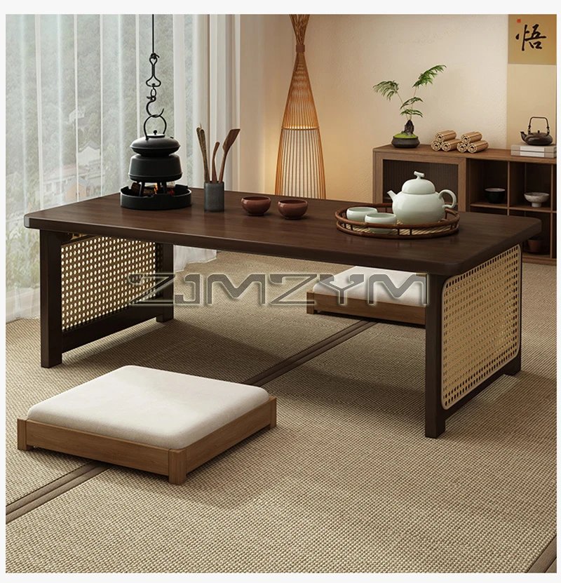 Window Tea Table Japanese Style Bay Low Table Bamboo Rattan Woven Coffee Table Foldable Storage Home Furniture Window Tea Table Japanese Style Bay Low Table Bamboo Rattan Woven Coffee Table Foldable Storage Home Furniture