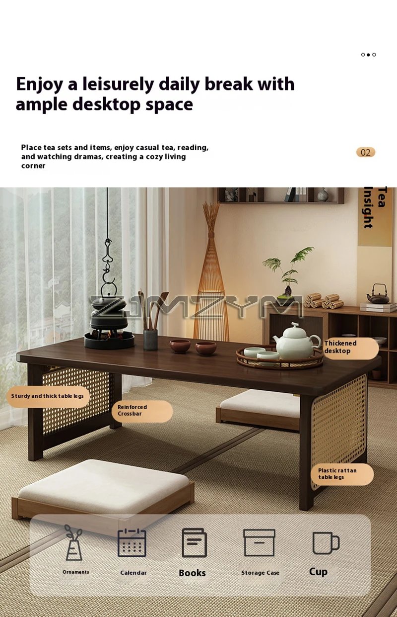 Window Tea Table Japanese Style Bay Low Table Bamboo Rattan Woven Coffee Table Foldable Storage Home Furniture Window Tea Table Japanese Style Bay Low Table Bamboo Rattan Woven Coffee Table Foldable Storage Home Furniture