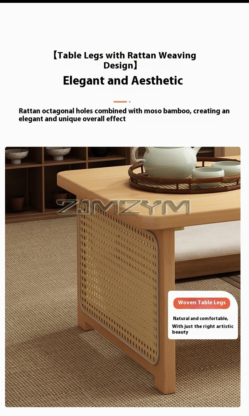 Window Tea Table Japanese Style Bay Low Table Bamboo Rattan Woven Coffee Table Foldable Storage Home Furniture Window Tea Table Japanese Style Bay Low Table Bamboo Rattan Woven Coffee Table Foldable Storage Home Furniture