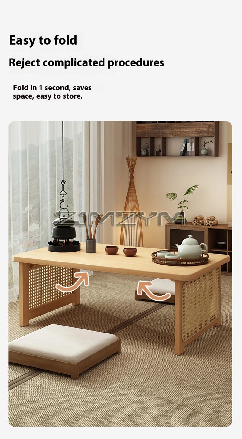 Window Tea Table Japanese Style Bay Low Table Bamboo Rattan Woven Coffee Table Foldable Storage Home Furniture Window Tea Table Japanese Style Bay Low Table Bamboo Rattan Woven Coffee Table Foldable Storage Home Furniture