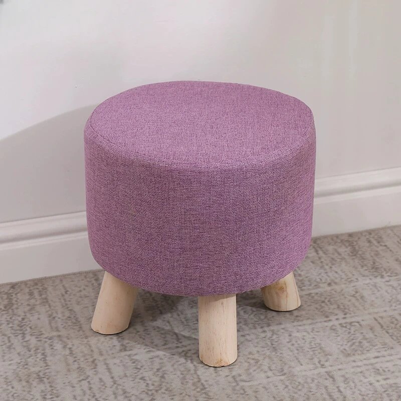 Small Stool Removable Stackable Round Fabric Cotton Footrest Stools Solid Color Furniture Wooden Sofa Stools Household Chairs Small Stool Removable Stackable Round Fabric Cotton Footrest Stools Solid Color Furniture Wooden Sofa Stools Household Chairs