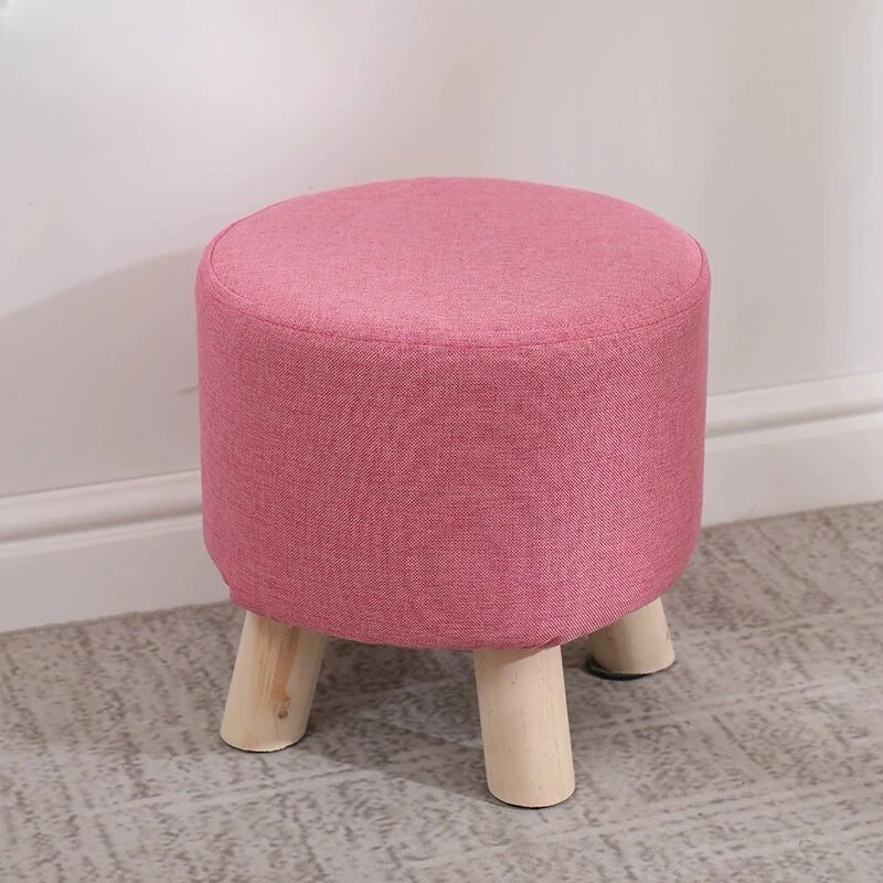 Small Stool Removable Stackable Round Fabric Cotton Footrest Stools Solid Color Furniture Wooden Sofa Stools Household Chairs Small Stool Removable Stackable Round Fabric Cotton Footrest Stools Solid Color Furniture Wooden Sofa Stools Household Chairs