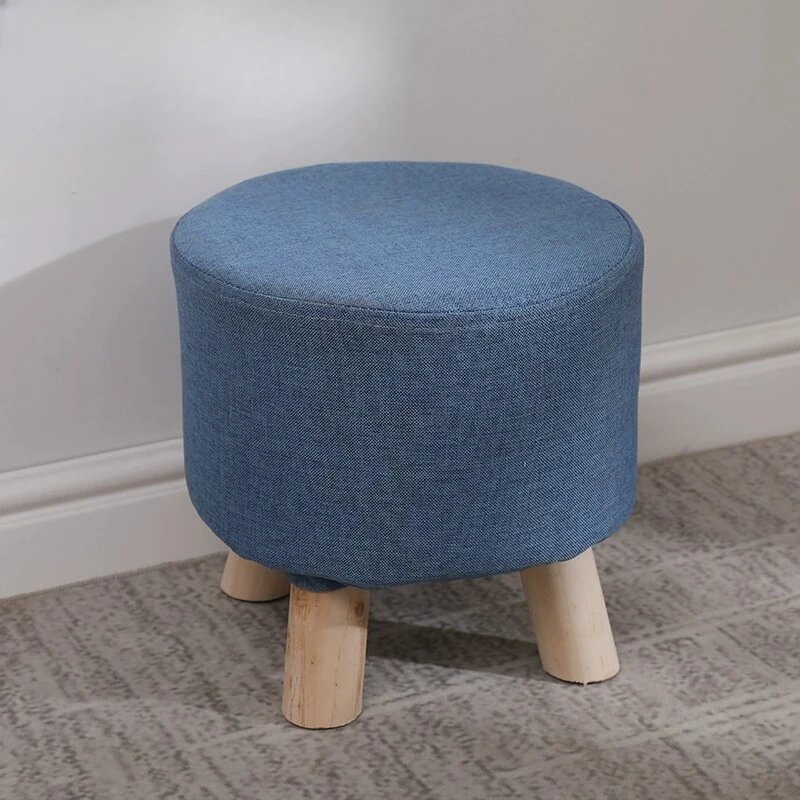 Small Stool Removable Stackable Round Fabric Cotton Footrest Stools Solid Color Furniture Wooden Sofa Stools Household Chairs Small Stool Removable Stackable Round Fabric Cotton Footrest Stools Solid Color Furniture Wooden Sofa Stools Household Chairs