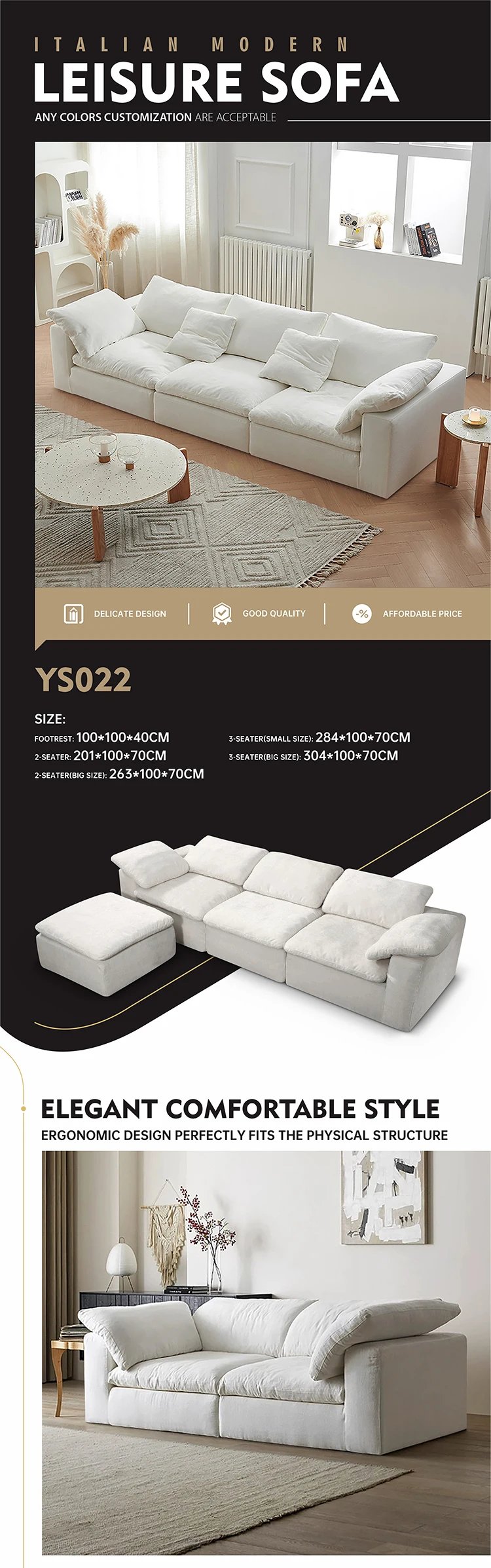 Italian Minimalist Luxury Home Furniture Sectional Modular Sofas for Living Room Compression Sofa In a Box High-end Cloud Couch