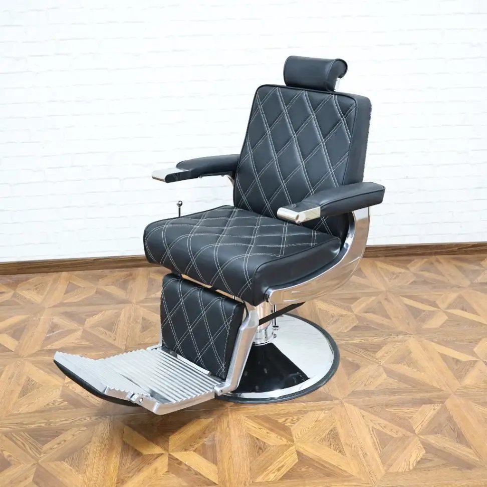 Barber Shop Barber Chair with Foot Pedal, 360° Rotatable, Hydraulic Lift, Black Chairs, Beauty Hair Salon Furniture Wholesale