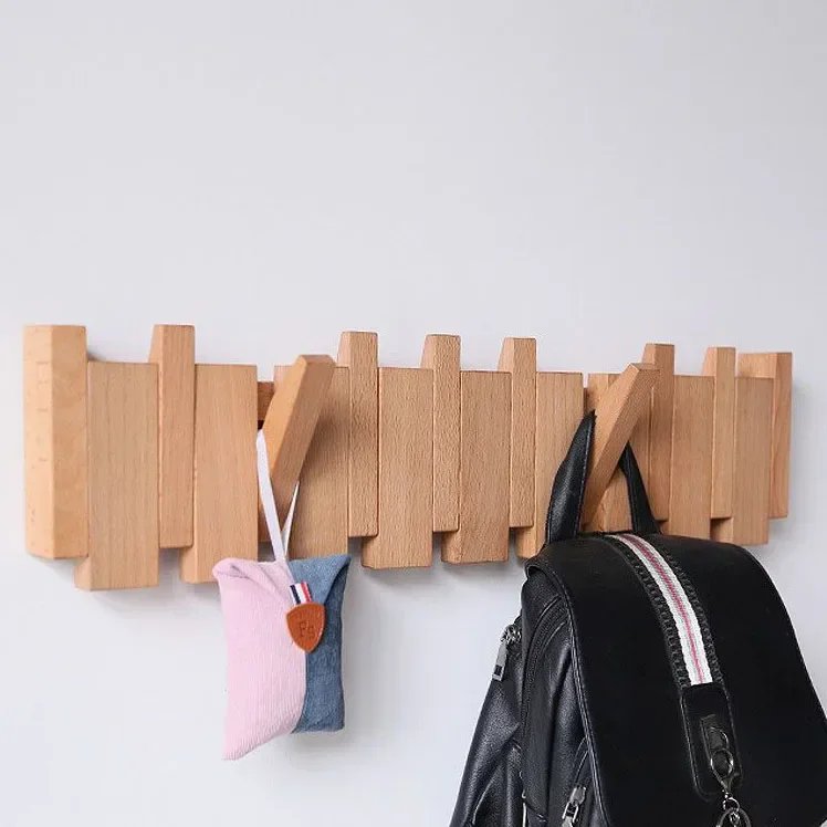 Wall Mounted Black Walnut Coat Rack Solid Wood Clothes Hook Dropshipping Entrance Door Hanger Coat Rack Home Decor Ds Furniture