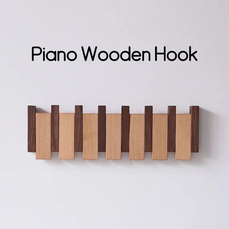 Wall Mounted Black Walnut Coat Rack Solid Wood Clothes Hook Dropshipping Entrance Door Hanger Coat Rack Home Decor Ds Furniture