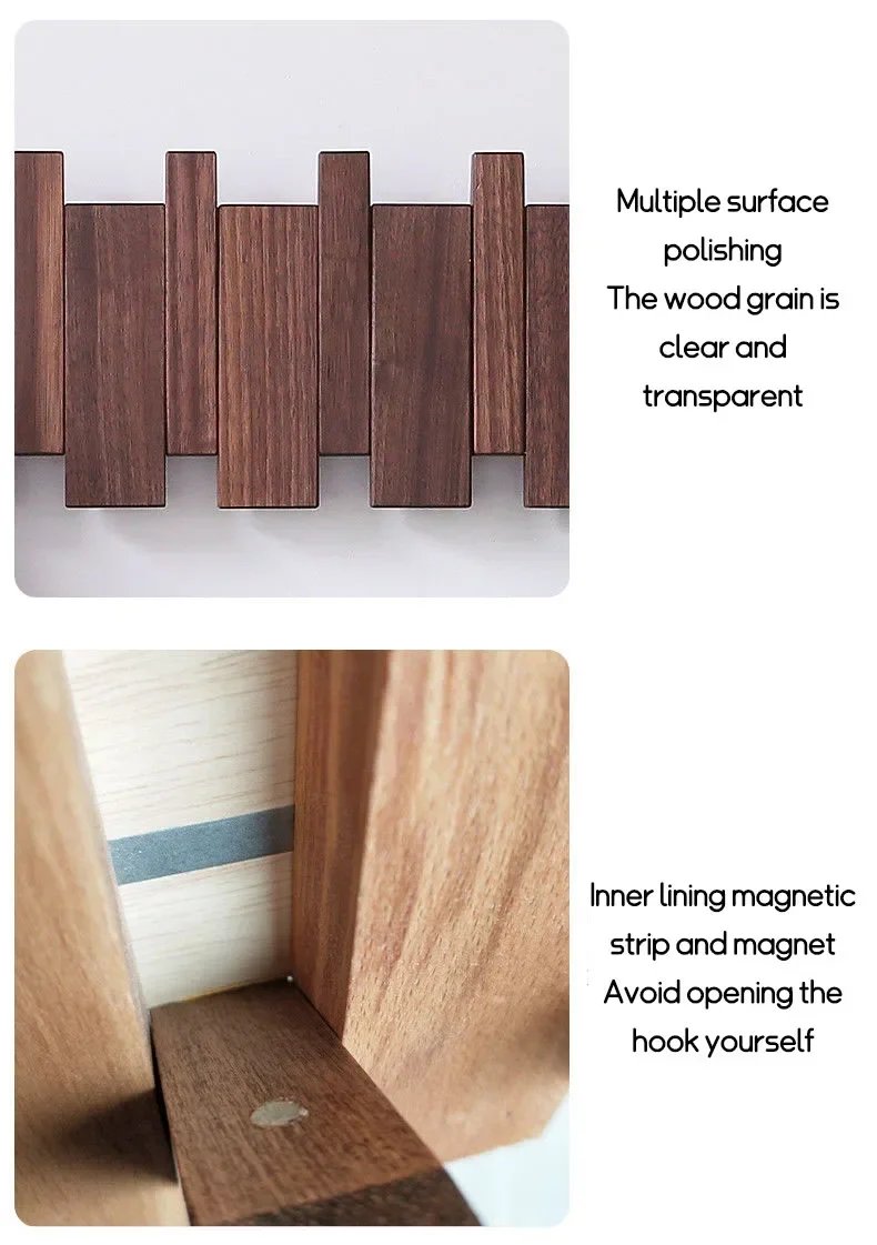 Wall Mounted Black Walnut Coat Rack Solid Wood Clothes Hook Dropshipping Entrance Door Hanger Coat Rack Home Decor Ds Furniture